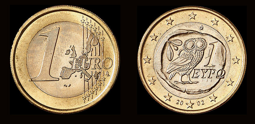 Moderne griechische Ein-Euro-Münze
